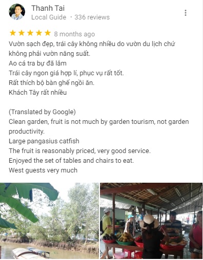 Traveler reviews of Ba Cong orchard on Google Maps