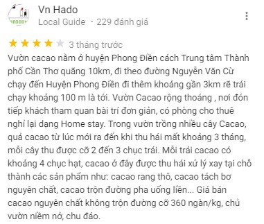 Đánh giá khách du lịch về Vườn ca cao Mười Cương