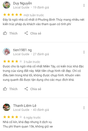 Reviews of the Binh Thuy ancient house
