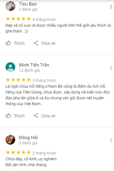 Đánh giá của khách du lịch về chùa Vĩnh Tràng ở Tiền Giang