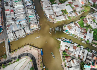 Hình ảnh Ngã Năm Sóc Trăng | Bộ sưu tập Flycam Khung cảnh ghe thuyền neo đậu ở sông Ngã Năm