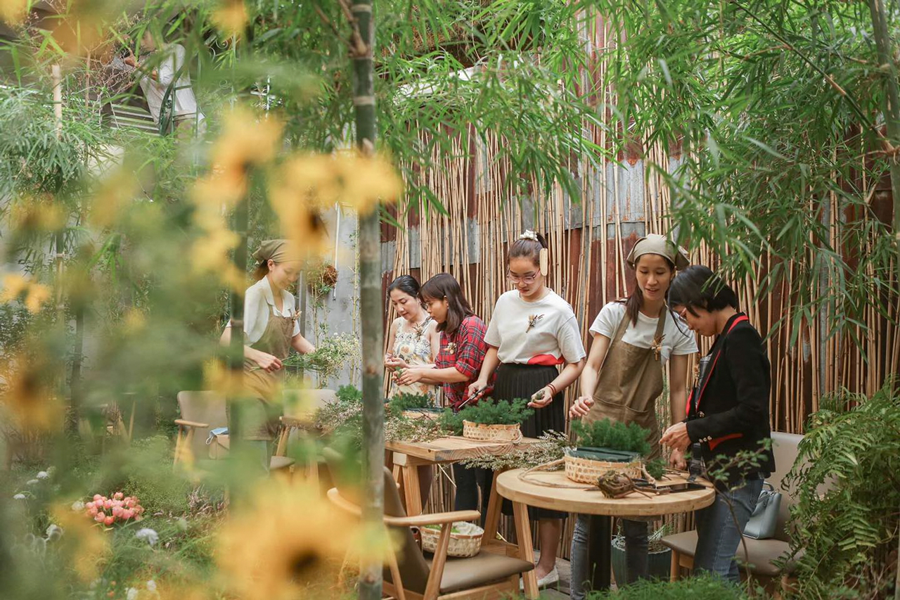 Thiết kế nhiều mảng xanh của quán cà phê Hoa Yên