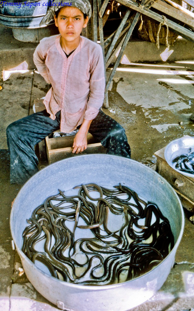 Người bán lươn ở chợ Mỹ Tho năm 1969 | Photo by Lance Cromwell