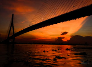 Ngắm hoàng hôn ở Cầu Cần Thơ | Hình ảnh buổi tối lung linh sắc màu Hoàng hôn cầu Cần Thơ